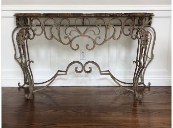 Marble & Cast Iron Console Table
