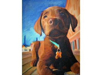 'GUS BROWN #2' - Chocolate Lab Print On Wrapped Canvas By Robert McClintock