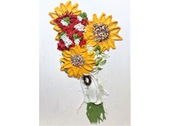 Signed Sunflower Bouquet Painting
