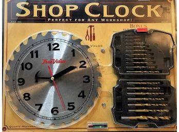 True Value Shop Clock & 17 Piece Drill Bit Set