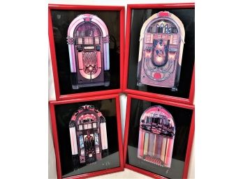 Set Of 4 Framed Wurlitzer Jukeboxes