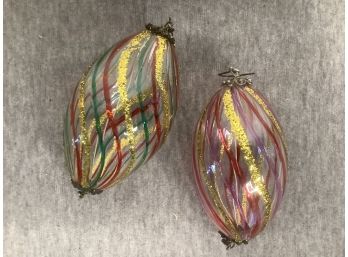 Red And Green And Red And Pink Swirled Glass Ornaments