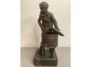 Large Antique Statue Of A Boy Opening A Pan