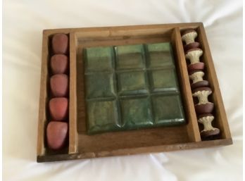 Wood Crafted Apple Tic Tac Toe Game