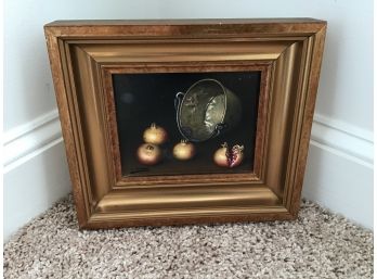 Signed Oil On Board Of A Bucket Of Pomegranates