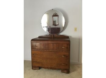 Dresser And Round Mirror