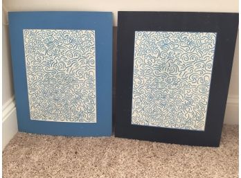 Blue Swirl Art Lot Of 2