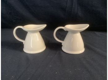 Pair Of White Marked Creamers