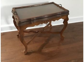 Solid Wooden Table With Glass Tray Top