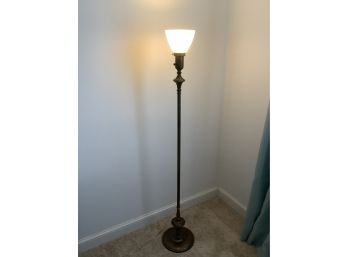 Black Post Floor Lamp With White Glass Shade