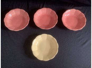 Pink And White Flower Dishes Lot Of 4