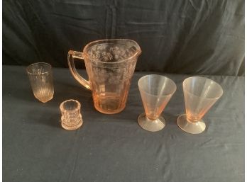 Pink Depression Glass Mixed Lot