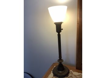 Black Post White Glass Shaded Table Lamp