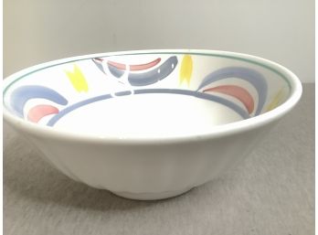 Made In Italy Bowl With Blue Pink And Yellow Trim