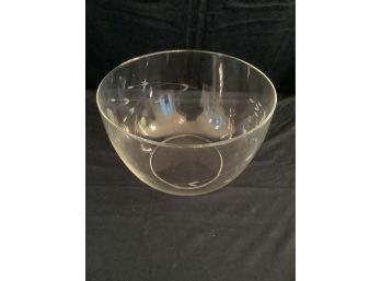 Large Floral Etched Glass Bowl