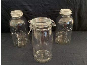 Large Mason Jar Lot Of 3