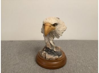 Marked Eagle Bust On Wooden Stand