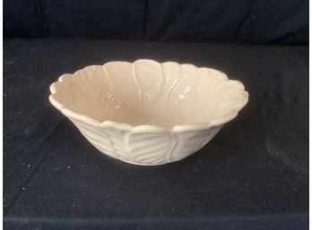 Made In USA White Leaf Ceramic Bowl