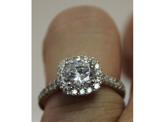 New IBB CN 925 Sterling Silver & Cubic Zirconia Engagement Cocktail Ring Size 7.25