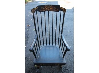 Vintage Nichols & Stone Hitchcock Black Painted Fruit/Flowers Stenciled Rocking Chair