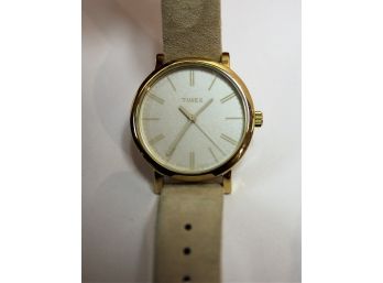 New TIMEX Original TW2P96200 Ladies Gold & Beige Suede/Leather Watch