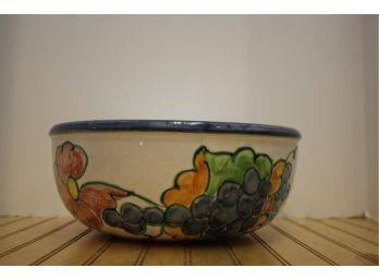 HIMARK Portugal Signed Ceramic Clay Large Painted Pasta Fruit 11' Serving Bowl