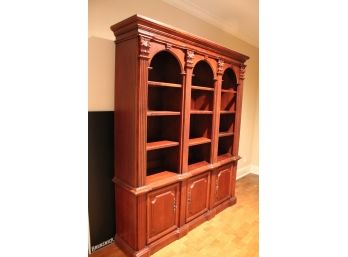 Cherry Wood Wall Unit With Lights