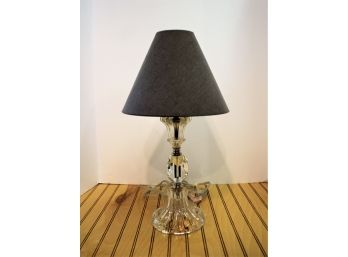 Very Pretty Glass & Acrylic Table Lamp W/Dark Gray Shade