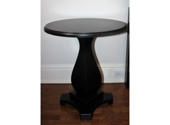 Round Black Wood Side/Occasional Pedestal Table