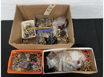 Huge Box Lot Of Various Parts, Pieces For Crafts Etc.