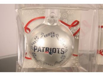 Lot Of (4) New England Patriots & NY Giants Christmas Ornaments