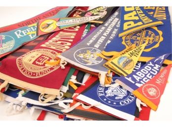 Lot Of 85 Vintage School/College/Landmark Pennants Banners