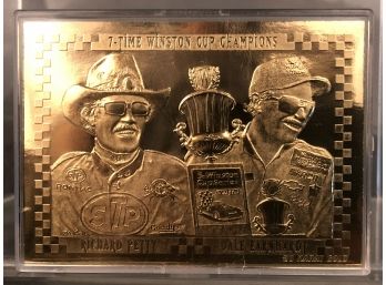 1995 7 Time Winston Cup Champions Richard Petty Dale Earnhardt 23 Kt Gold Card