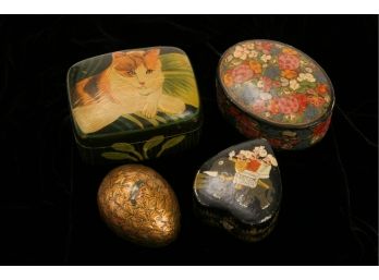 Lot-D Of 4 Indian Hand Painted Presentation Boxes