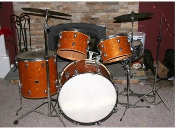 Vintage 1960s CREST ARISTOCRAT Drum Set W/Period Cymbals & Hardware