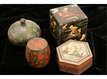 Lot-A Of 4 Indian Hand Painted Presentation Boxes