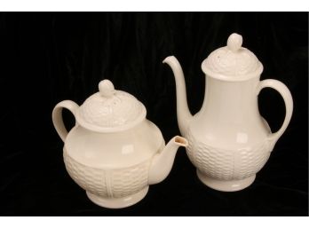Vintage 1960's Wedgwood Willow Weave - Tea And Coffee Servers