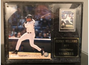 New York Yankee's Bernie Williams #51 Plaque W/ Williams Baseball Card
