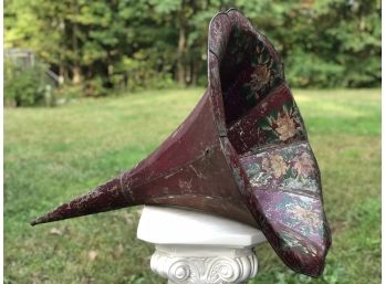 Antique Hand Painted  Victrola Horn