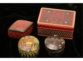 Lot-B Of 4 Indian Hand Painted Presentation Boxes