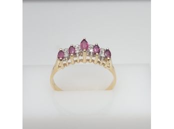 14k Yellow Gold Ruby & Diamond Ring Size 12