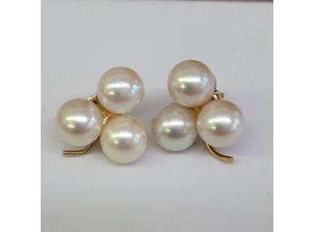 14k Gold Pearl Screw Back Earrings