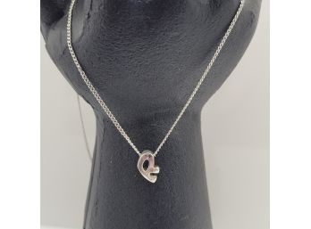 Sterling Silver Initial R Pendant On 16' Sterling Chain
