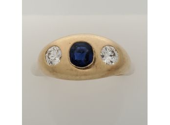 Antique 14k Gold 3/4 Carat Diamond And Sapphire Ring Size 5.5