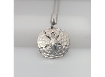 3/4 ' Sterling Silver Sand Dollar With 16' Sterling Silver Chain