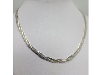 Sterling Silver 15.5' Braided Herringbone Necklace
