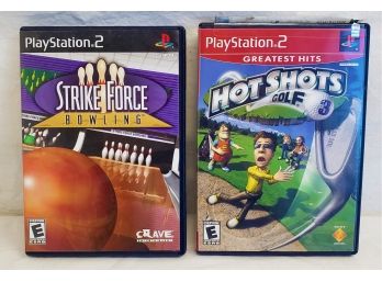 Two PlayStation 2 Video Games PS2:  Strike Force Bowling & Hot Shots Golf 3