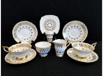 Vintage Royal Stafford Bone China Gold Lace Scalloped Edge Dining Ware - Made In England