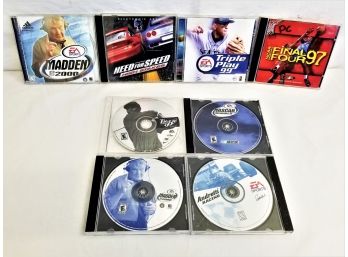 Eight Sport Themed  PC  Video Game Discs Madden, Tiger Woods, Final Four, NASCAR  And More