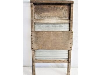 Antique Ribbed Glass & Wood National Washboard Co. No. 12
